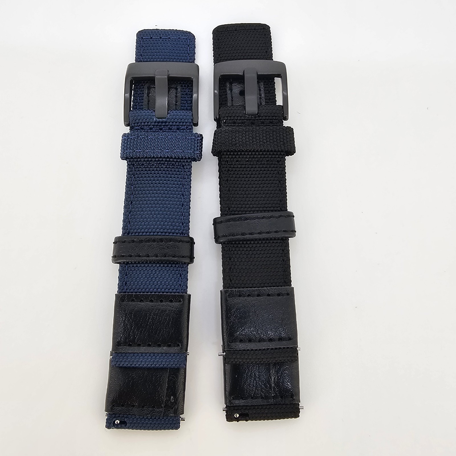 2x Mens 20mm Watch Premium Nylon Canvas Straps Blue Black 20mm Quick Release